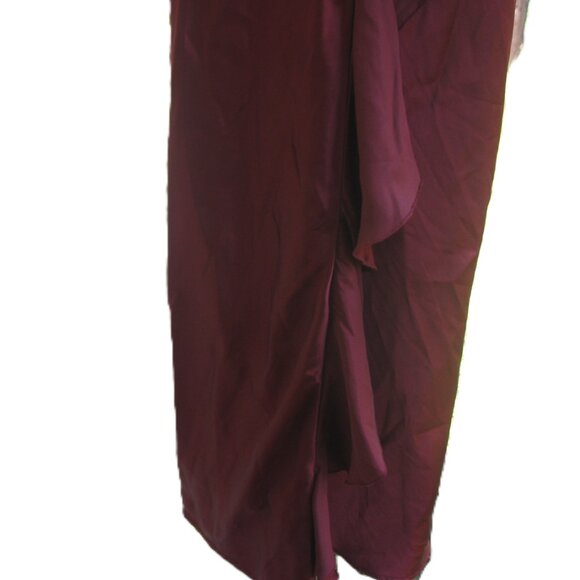 VINTAGE w/ Tag RAMPAGE Burgundy Ruffle Formal Evening Gown 3 *Needs Zipper Pull* - Picture 8 of 16